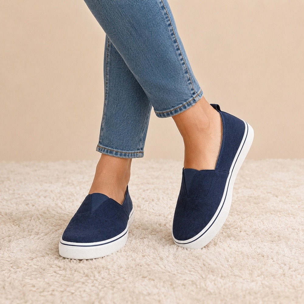 Kensie Salia Slip On Sneakers Womens 8.5 Navy Blue Textile Casual Shoes KS251602